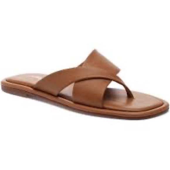 JSlides YURI Leather Sandals, Tan Leather